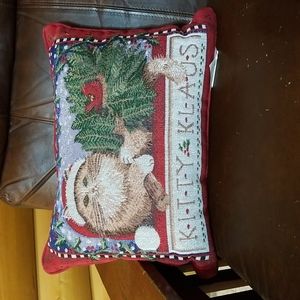 Kitty Klaus tapestry pillow